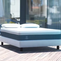 Sommier tapissier bois massif gris avec pieds (160x200 cm - Gris)