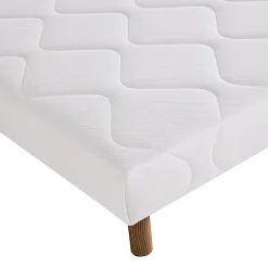 Sommier tapissier bois massif blanc avec pieds (140x190 cm - Blanc)