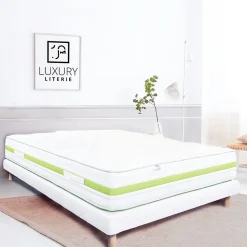 Sommier tapissier bois massif blanc avec pieds (140x190 cm - Blanc)