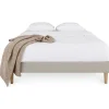 Sommier tapissier BREST 160 x 200 cm revêtement tissu - Beige