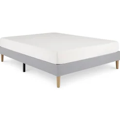 Sommier tapissier BREST 160 x 200 cm revêtement tissu - Gris