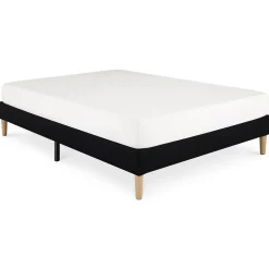 Sommier tapissier BREST 160 x 200 cm revêtement tissu - Noir