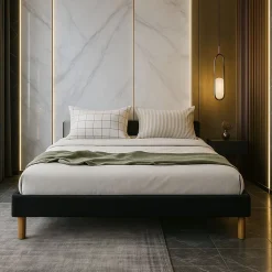 Sommier Tapissier Gregory - 160x200 cm - Compatible avec Matelas - 2 x 13 Lattes - Montage Rapide - Design Chic Noir -