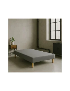 SOMMIER TAPISSIER GRIS 160x200 cm FABRICATION FRANÇAISE ARTISANALE PIEDS OFFERTS HAUTEUR avec PIEDS 27 cm