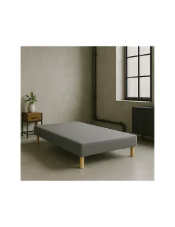 SOMMIER TAPISSIER GRIS 120x190 cm FABRICATION FRANÇAISE ARTISANALE PIEDS OFFERTS HAUTEUR avec PIEDS 27 cm