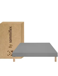 SOMMIER TAPISSIER GRIS 120x190 cm FABRICATION FRANÇAISE ARTISANALE PIEDS OFFERTS HAUTEUR avec PIEDS 27 cm