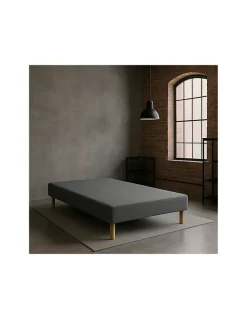 SOMMIER TAPISSIER GRIS 140x190 cm FABRICATION FRANÇAISE ARTISANALE PIEDS OFFER
