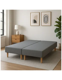 SOMMIER TAPISSIER GRIS 100x200x2 (200x200) FABRICATION FRANÇAISE ARTISANALE PIEDS OFFERTS HAUTEUR avec PIEDS 27 cm