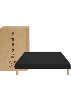 SOMMIER TAPISSIER NOIR 140x200 cm FABRICATION FRANÇAISE ARTISANALE PIEDS OFFERTS HAUTEUR avec PIEDS 27 cm