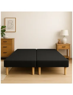 SOMMIER TAPISSIER NOIR 80x200x2 (160x200) FABRICATION FRANÇAISE ARTISANALE PIEDS OFFERTS HAUTEUR avec PIEDS 27 cm