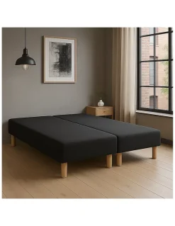 SOMMIER TAPISSIER NOIR 100x200x2 (200x200) FABRICATION FRANÇAISE ARTISANALE PIEDS OFFERTS HAUTEUR avec PIEDS 27 cm