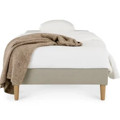 Sommier tapissier PAIMPOL 90 x 190 cm revêtement tissu - Beige