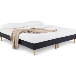 Sommier tapissier RENNES 180 x 200 cm revêtement tissu - Noir