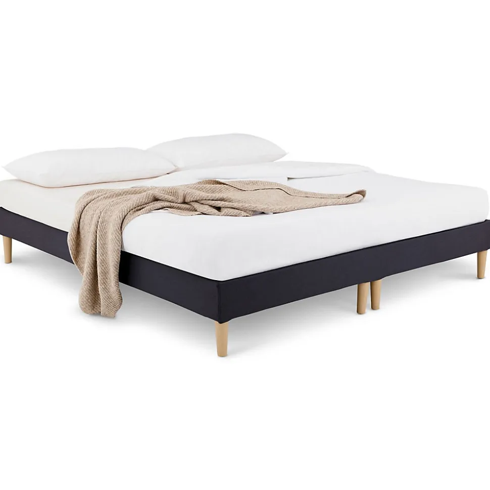 Sommier tapissier RENNES 180 x 200 cm revêtement tissu - Noir