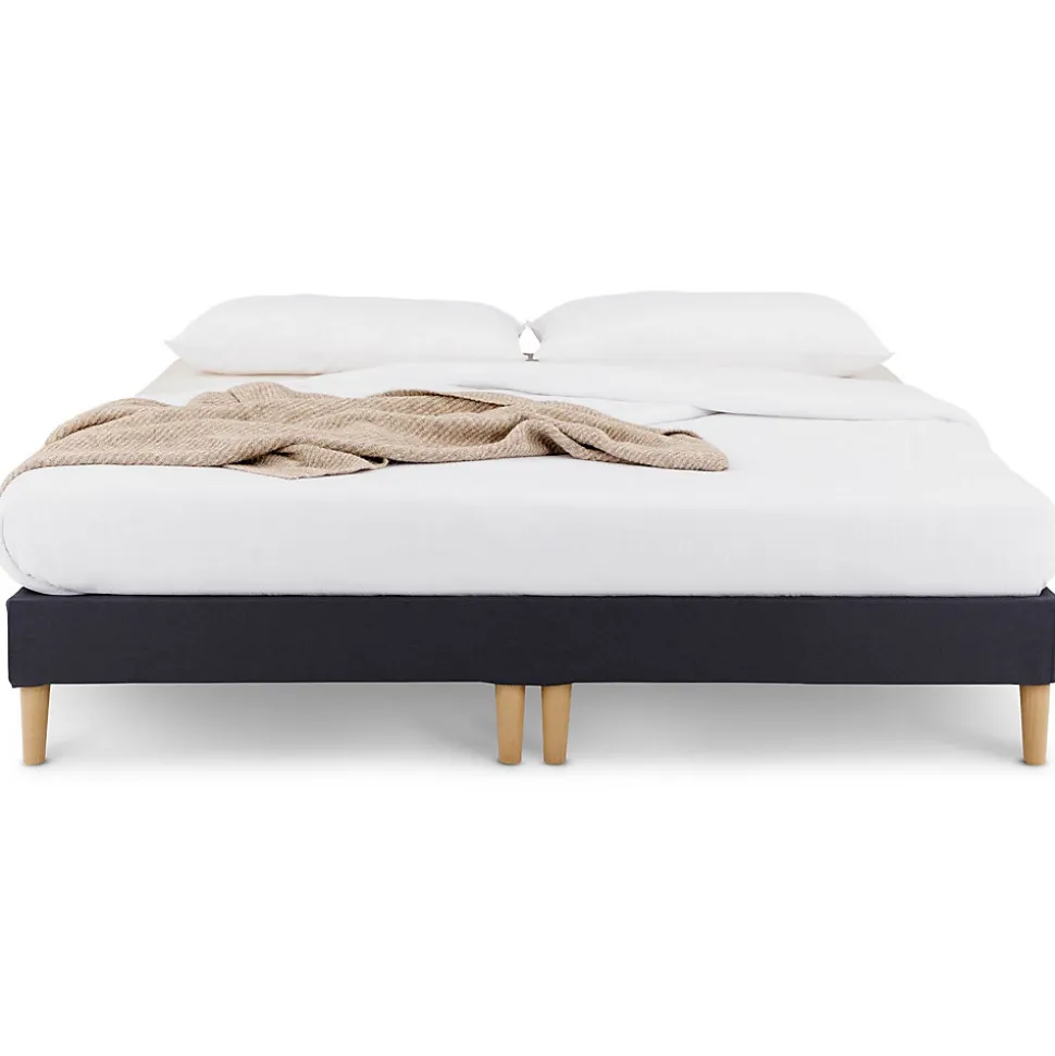 Sommier tapissier RENNES 180 x 200 cm revêtement tissu - Noir