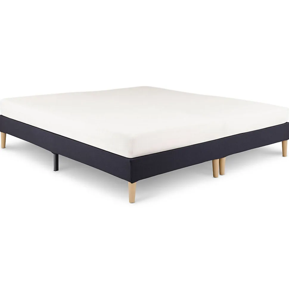 Sommier tapissier RENNES 180 x 200 cm revêtement tissu - Noir