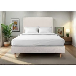 Sommier Tapissier Tissu Beige clair 160x200 H35cm