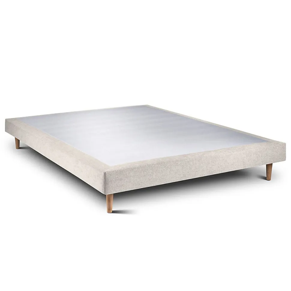 Sommier Tapissier Tissu Beige clair 135x190 H29cm