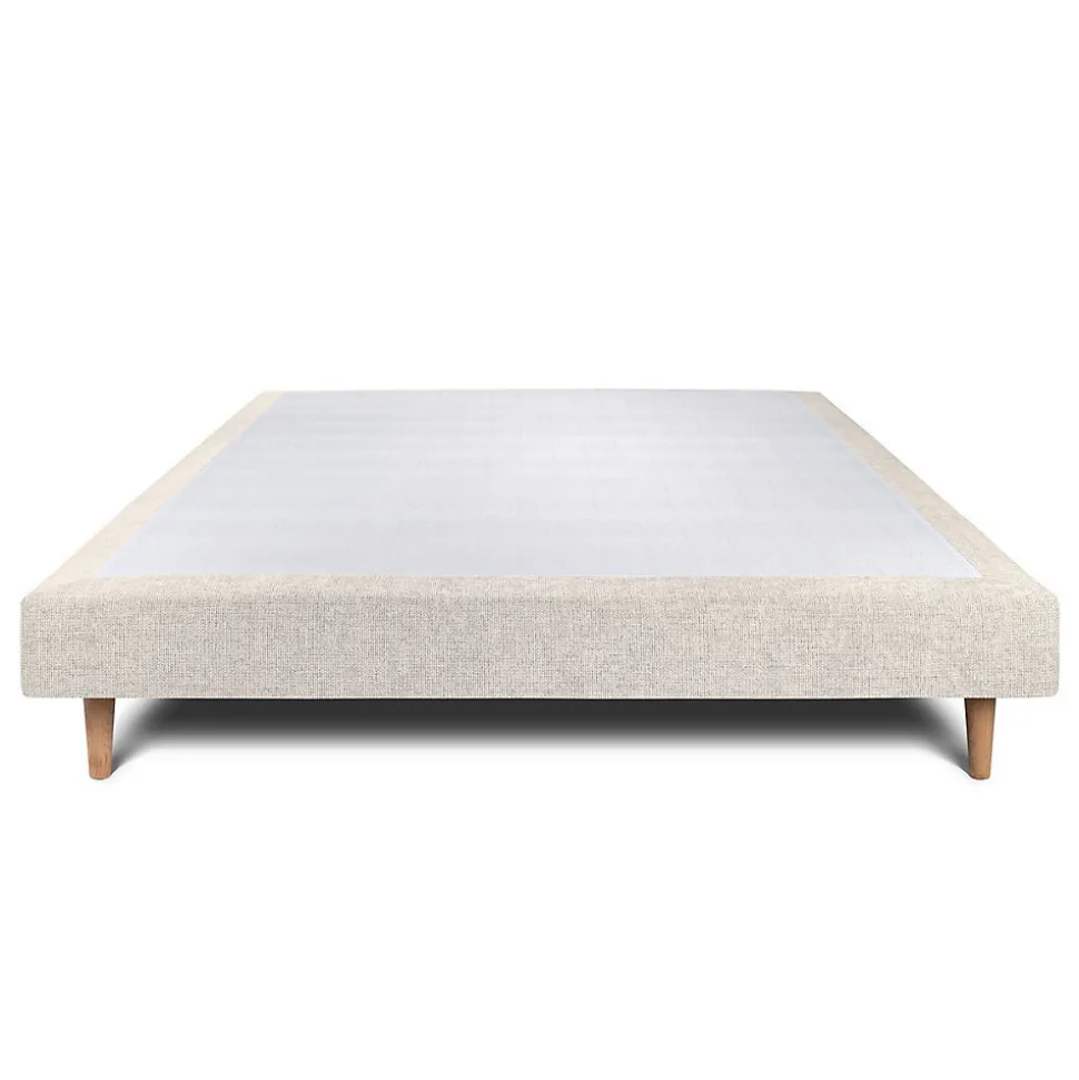 Sommier Tapissier Tissu Beige clair 135x190 H29cm