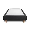 Sommier Tapissier Tissu Noir 90x200 H29cm