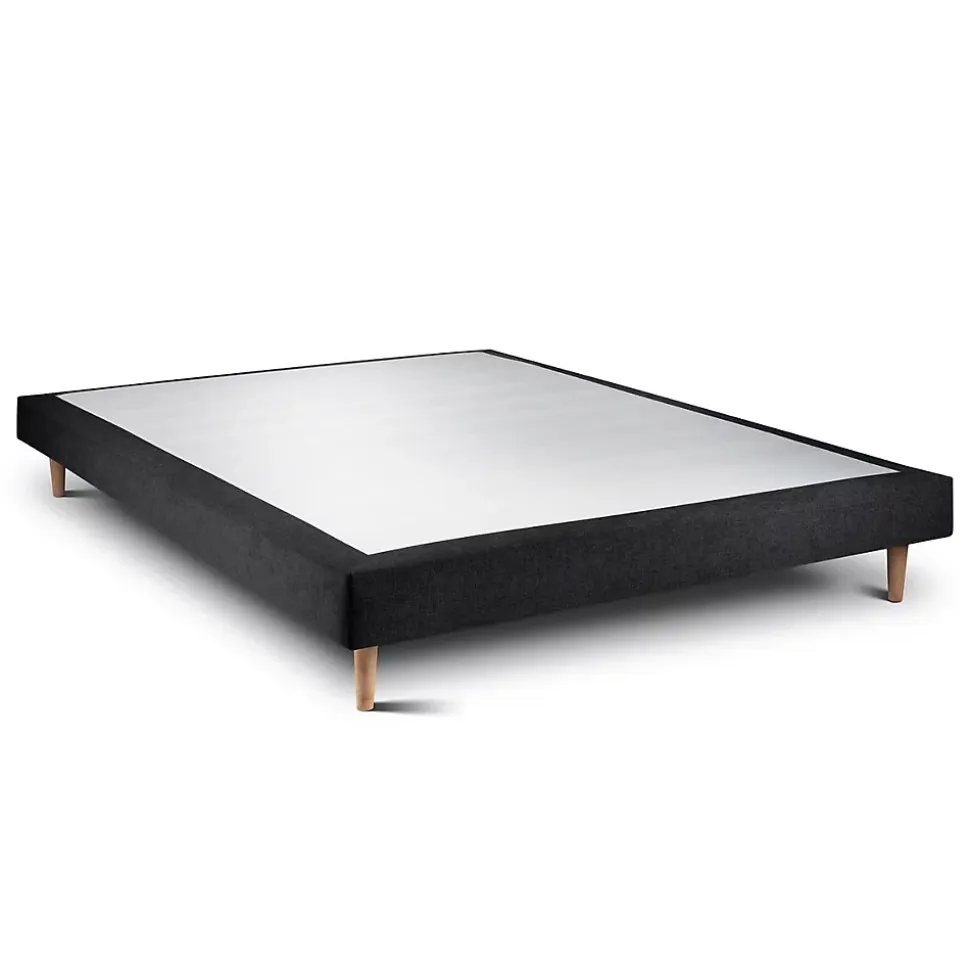 Sommier Tapissier Tissu Noir 160x200 H29cm