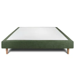 Sommier Tapissier Tissu Vert 140x200 H29cm