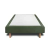 Sommier Tapissier Tissu Vert 80x200 H35cm