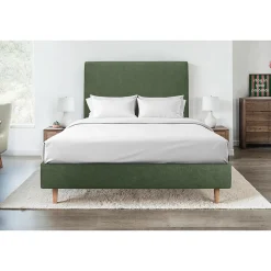 Sommier Tapissier Tissu Vert 140x190 H35cm