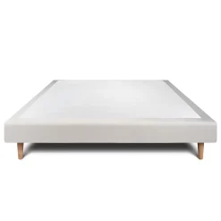 Sommier Tapissier Velours Gris clair 140x190 H29cm