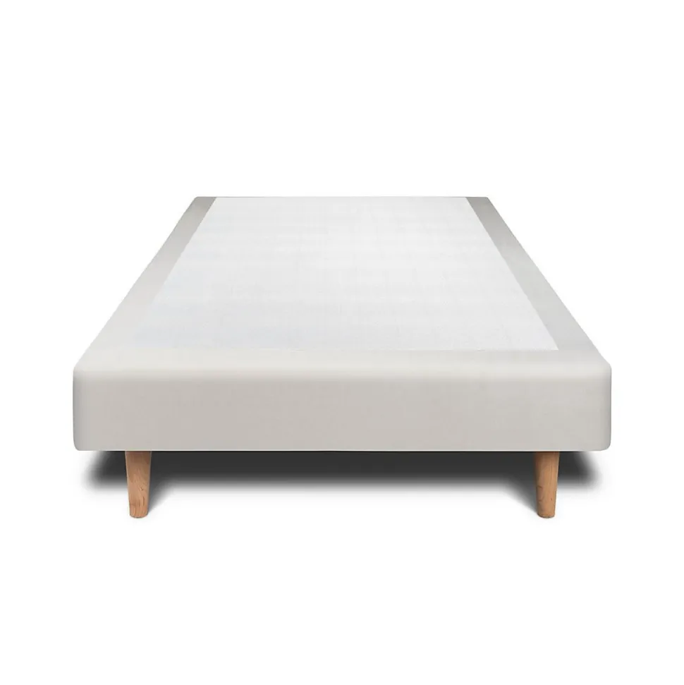 Sommier Tapissier Velours Gris clair 90x190 H35cm