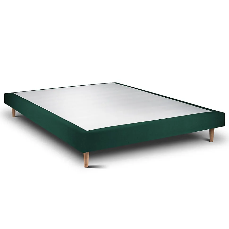 Sommier Tapissier Velours Vert 160x200 H29cm