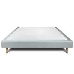 Sommier Tapissier Velours Gris bleuté 140x200 H29cm