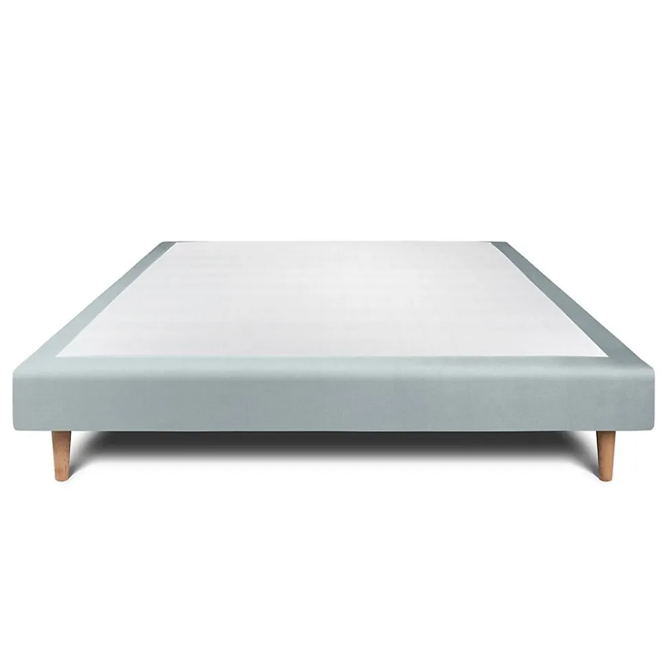 Sommier Tapissier Velours Gris bleuté 140x200 H29cm