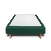 Sommier Tapissier Velours Vert 90x190 H35cm