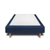 Sommier Tapissier Velours Bleu 90x200 H29cm