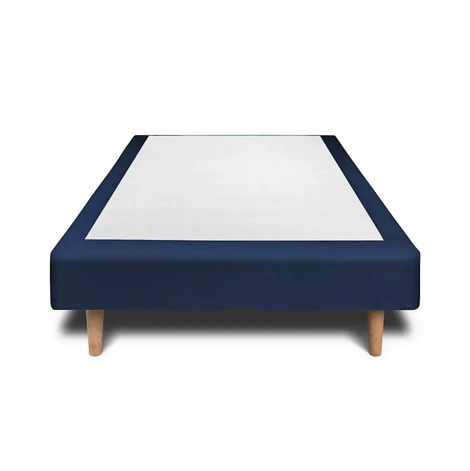 Sommier Tapissier Velours Bleu 90x200 H29cm
