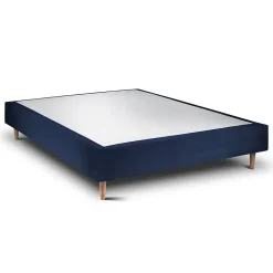 Sommier Tapissier Velours Bleu 150x190 H35cm