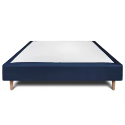 Sommier Tapissier Velours Bleu 150x190 H35cm