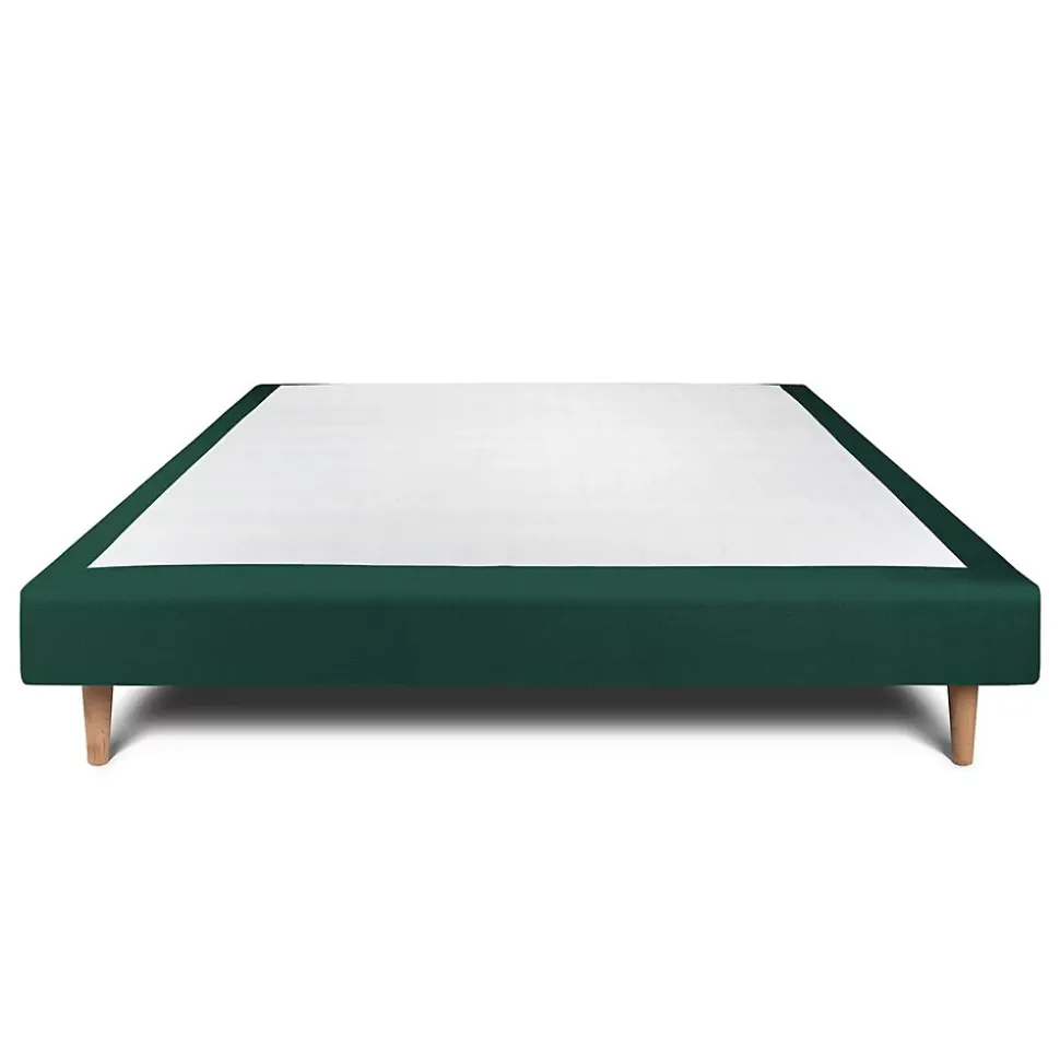 Sommier Tapissier Velours Vert 140x190 H29cm
