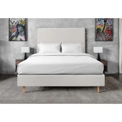 Sommier Tapissier Velours Gris clair 150x200 H35cm