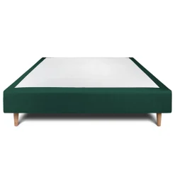 Sommier Tapissier Velours Vert 135x190 H35cm