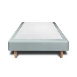 Sommier Tapissier Velours Gris bleuté 90x190 H29cm