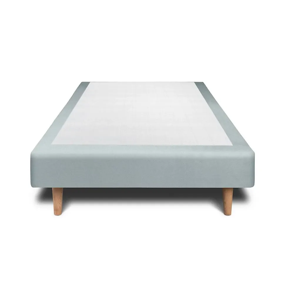 Sommier Tapissier Velours Gris bleuté 90x190 H29cm