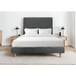 Sommier Tapissier Velours Gris anthracite 140x190 H29cm