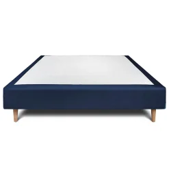 Sommier Tapissier Velours Bleu 160x200 H35cm