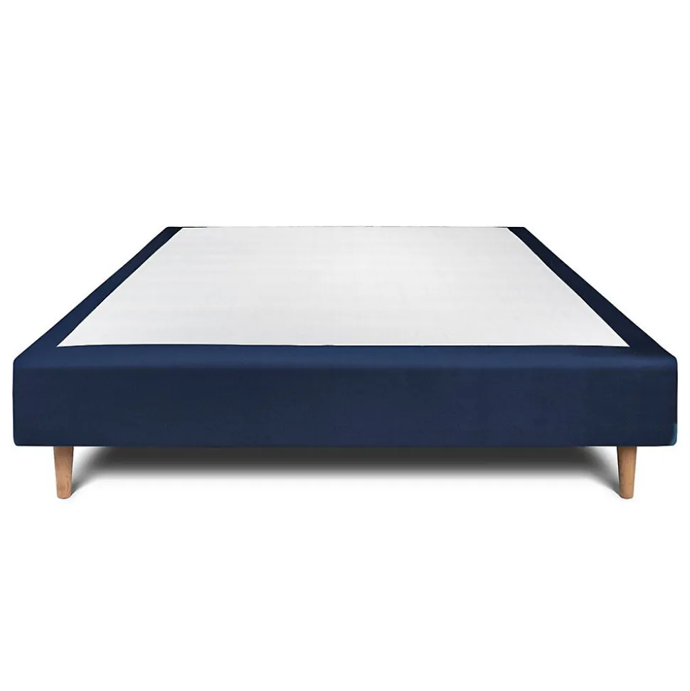 Sommier Tapissier Velours Bleu 160x200 H35cm