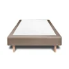 Sommier Tapissier Velours Taupe 90x190 H29cm