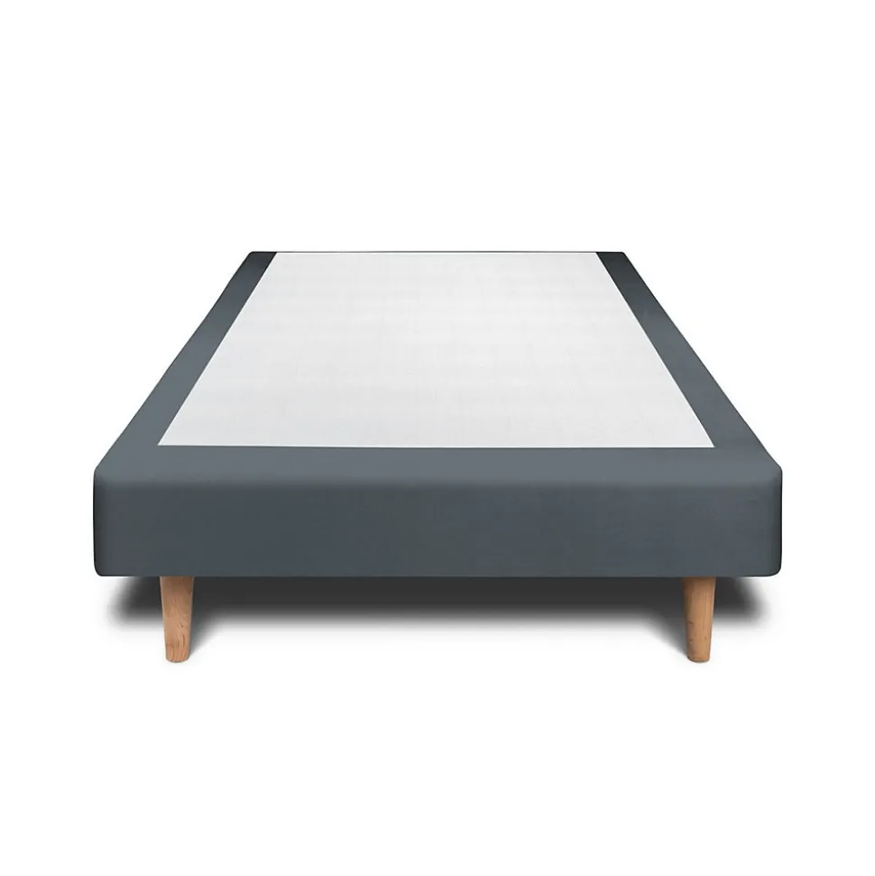 Sommier Tapissier Velours Gris anthracite 90x200 H35cm