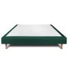 Sommier Tapissier Velours Vert 135x190 H29cm