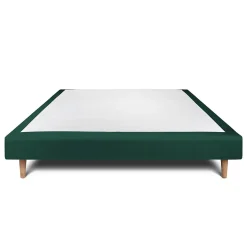 Sommier Tapissier Velours Vert 135x190 H29cm